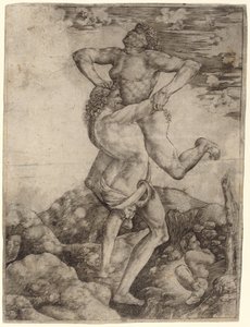 Herkules i Anteusz autorstwa Cristofano Robetta, after Antonio del Pollaiuolo