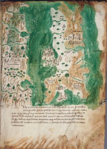 Mapa Korfu i przyległego lądu stałego, ok. 1420 r. (Vellum)
