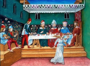 Podczas uczty Heroda Salome podaje głowę Jana (ok. 144r). 1476 autorstwa Cristoforo De Predis