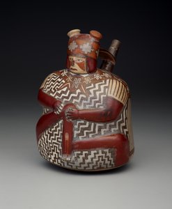 Naczynie przedstawiające rannego wojownika, wczesny okres pośredni, faza 7 Nazca, ok. 500-600 (ceramika)