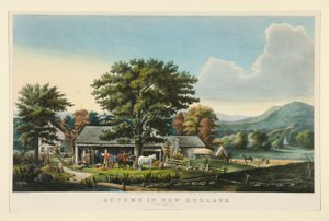 Jesień w Nowej Anglii: produkcja cydru autorstwa Currier and Ives