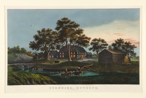 Eventide - październik/ The Village Inn autorstwa Currier and Ives