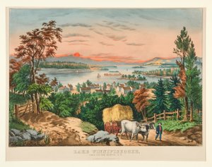 Jezioro Winnipesaukee, z Center Harbor, NH autorstwa Currier and Ives