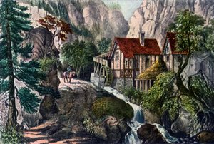 Stary młyn szwajcarski, 1872. autorstwa Currier and Ives