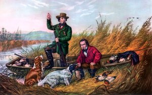 Strzelanie do dzikich kaczek, 1854. autorstwa Currier and Ives