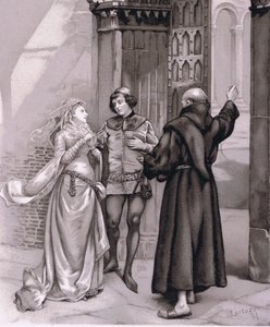 Wchodzi brat Laurence i Romeo, ilustracja z Romea i Julii, autorstwa Curtazzo Curtazzo
