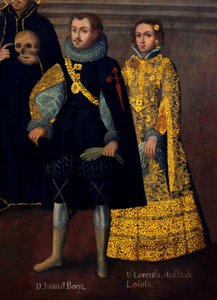 Małżeństwo Martína de Loyoli z Doñą Beatriz Ñusta i Don Juana Borja z Lorenzą Ñusta (Enríquez y Loyola). autorstwa Cuzco School