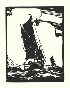 Łodzie rybackie i barki: Leigh Bawley (drzeworyt) autorstwa Cyril A. Wilkinson