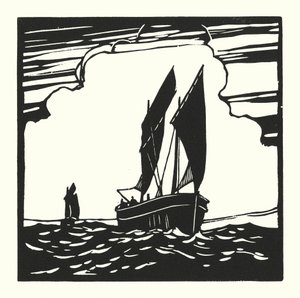Łodzie rybackie i barki: Mounts Bay Drifter (drzeworyt)
