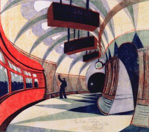 Pociąg metra, ok. 1932 (linoryt) (patrz również 151089)