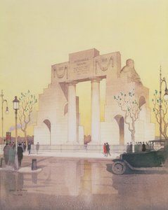 The Mercantile Marine Monument, zbudowany przez Edwina Landseera Lutyensa (1869-1944) (akwarela na papierze) autorstwa Cyril Farey