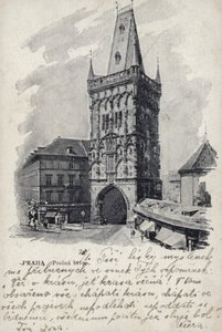 Pocztówka przedstawiająca Basztę Prochową autorstwa Czech Photographer