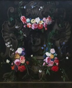 Girlandy z kwiatów otaczające Matkę Boską z Dzieciątkiem autorstwa D. & Quellinus E. (1607 78) Seghers