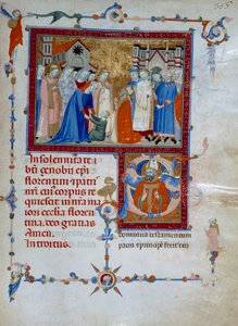 San Zanobi wskrzesza chłopca z martwych (Codice Edili 107, ok. 367), na Mszał Rzymski autorstwa Daddesco Maestro