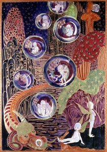 Wedgwood Fairyland błyszcząca tablica, ok. 1917 (porcelana kostna) autorstwa Daisy Makeig Jones