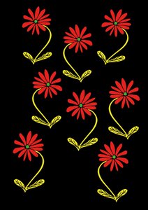 Stokrotki powtarzają czarne tło (cyfrowe) autorstwa Daisy de Villeneuve