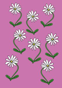 Stokrotki powtarzają różowe tło (cyfrowe) autorstwa Daisy de Villeneuve