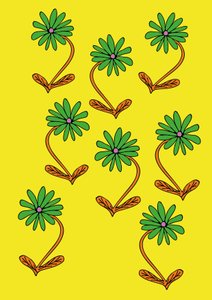 Stokrotki powtarzają żółte tło (cyfrowe) autorstwa Daisy de Villeneuve