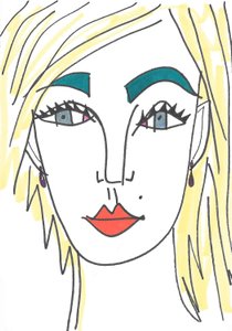 Dziewczyna z niebieskimi oczami (flamaster na papierze) autorstwa Daisy de Villeneuve