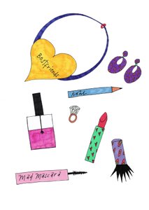 Biżuteria i makijaż, 2017 (flamaster na papierze) autorstwa Daisy de Villeneuve