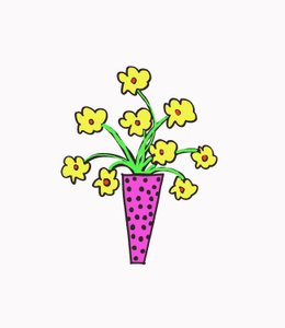 Wazon z kwiatami (pióro na papierze i Photoshop) autorstwa Daisy de Villeneuve