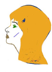 Żółta głowa, 2017 (flamaster na papierze) autorstwa Daisy de Villeneuve