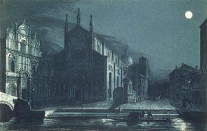 Scena nocna kościoła św. Giovanni i Paolo, Wenecja, grawerowane przez Brizeghela (lito) autorstwa Dalda (after)