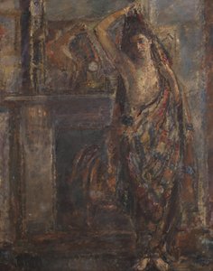 Udrapowana kobieta stojąca przy płaszczu (verso), 1938 (olej na płótnie)