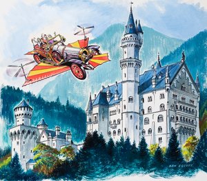 Chitty Chitty Bang Bang mija Neushwanstein w Alpach Bawarskich autorstwa Dan Escott