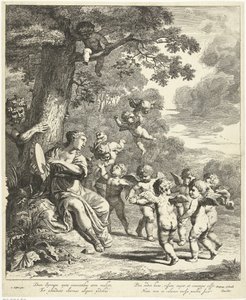 Pan i Syrinx z tańczącym putti
