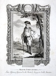 Major John Andre, nieżyjący adiutant generalny armii brytyjskiej w Ameryce Północnej, ryty Thomas Cook (1744-1818) c.1785 (grafika)