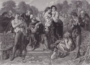 Orlando i zapaśnik, „Jak wam się podoba” (grawerunek) autorstwa Daniel (after) Maclise