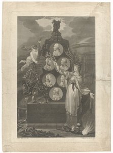 Alegoria op de Vrede van Amiens, 1802 Ogólny spokój dzięki równowadze męstwa Marzec 1802 (tytuł na obiekcie) autorstwa Daniel Berger