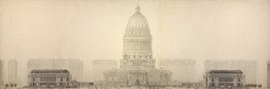 Tablica 131 z Planu Chicago, 1909: Chicago. Elewacja przedstawiająca grupę budynków...