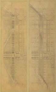 Tablica 79 2 Rysunki z Planu Chicago, 1909: Sugerowana lokalizacja i układ... autorstwa Daniel Burnham
