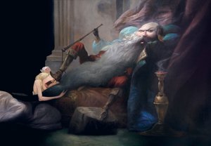 I błagała go, by zostawił ją żywą, z Sinobrodego Charlesa Perraulta (1628-1703) autorstwa Daniel Cacouault