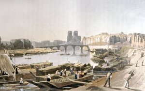 Notre Dame, Ile de la Cite, Ile Saint Louis i Pont de la Tournelle autorstwa Daniel Havell