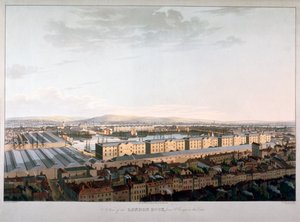 Widok londyńskich doków, 1816 autorstwa Daniel Havell