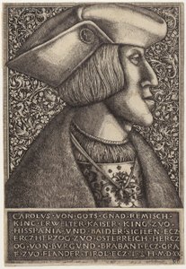 Portret cesarza Karola V, z „Opera Hopferiana [...]” autorstwa Daniel Hopfer