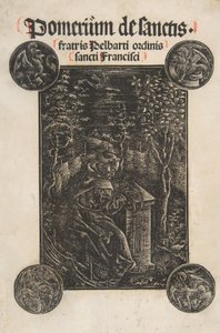 Franciszkanin Pelbart z Temesvaru, Studiujący w ogrodzie Schr. 2876, 1502. autorstwa Daniel Hopfer.