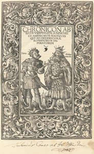 Kronika Opata Urspergen autorstwa Daniel Hopfer and Burchardus Biberacensis, Provost of Ursperg