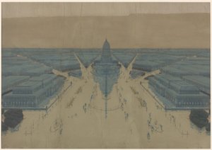 Widok proponowanego placu i budynków Civic Center, plan Chicago z 1909 r.