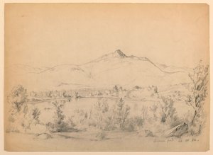 Rysunek, Chocorua Pond and Mountain, New Hampshire, 28 września 1854 r. autorstwa Daniel Huntington