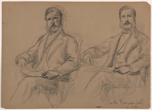 Rysunek, Julius Hallgarten siedzący, dwa studia; Verso: Pan Hunt stojący, 1884 r. autorstwa Daniel Huntington