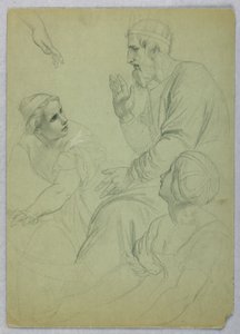 Rysunek Król i dwie kobiety, Separ, ok. 1845 r. autorstwa Daniel Huntington