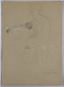 Rysunek, pani William Wright z dzieckiem, 1857 r. autorstwa Daniel Huntington