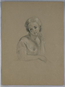 Rysunek, możliwe studium do filmu "Marth, 1860 autorstwa Daniel Huntington