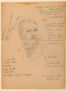 Rysunek, prezydent Chester Alan Ar, 21 listopada 1884 r. autorstwa Daniel Huntington