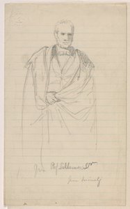 Rysunek, Prof. Benjamin Silliman, Sr. Stojący; po lewej: Prof. Benjamin Silliman, Sr. Siedzący, 1858 autorstwa Daniel Huntington