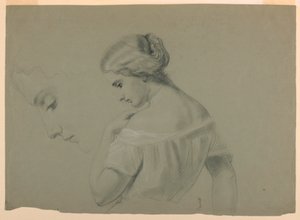 Rysunek, profil głowy kobiety a, 1840-70 autorstwa Daniel Huntington
